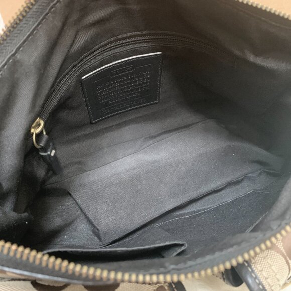 COACH Legacy Turnlock Khaki/Black Shoulder Bag Signature Hobo F12869 - Picture 9 of 14